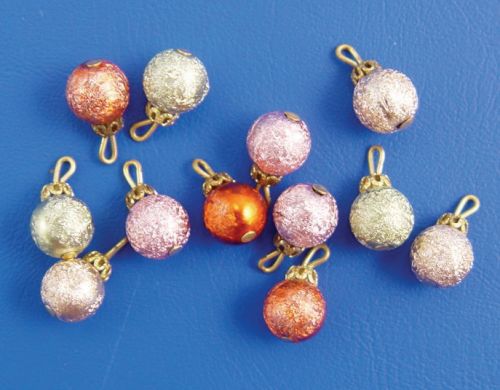 12 Christmas Baubles assorted colours